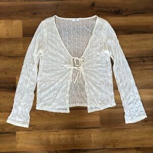 Ardene Ivory Textured Tie-Front Blouse